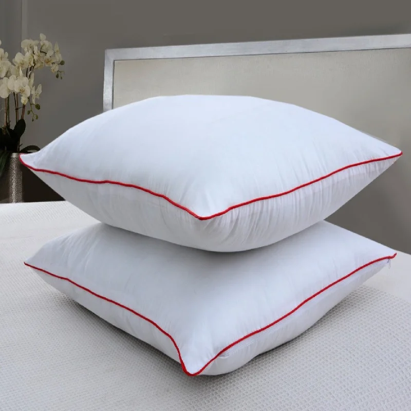 2 PCs Red Single Piping Filled Pillows