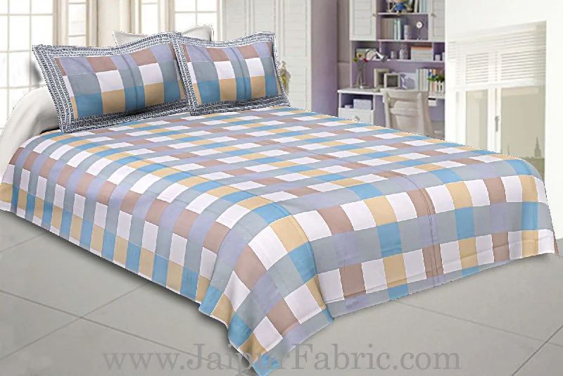 240 TC Multi Checkered Double Bedsheet with 2 Pillow Cover