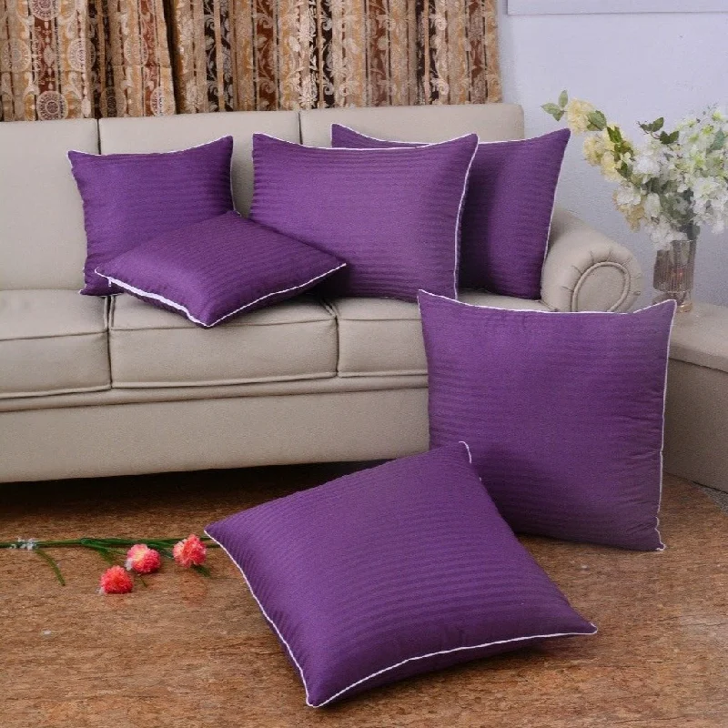 6 PCs Satin Pillows *2 Bed Cushion *2 & Floor Cushion *2 Set-D/Purple