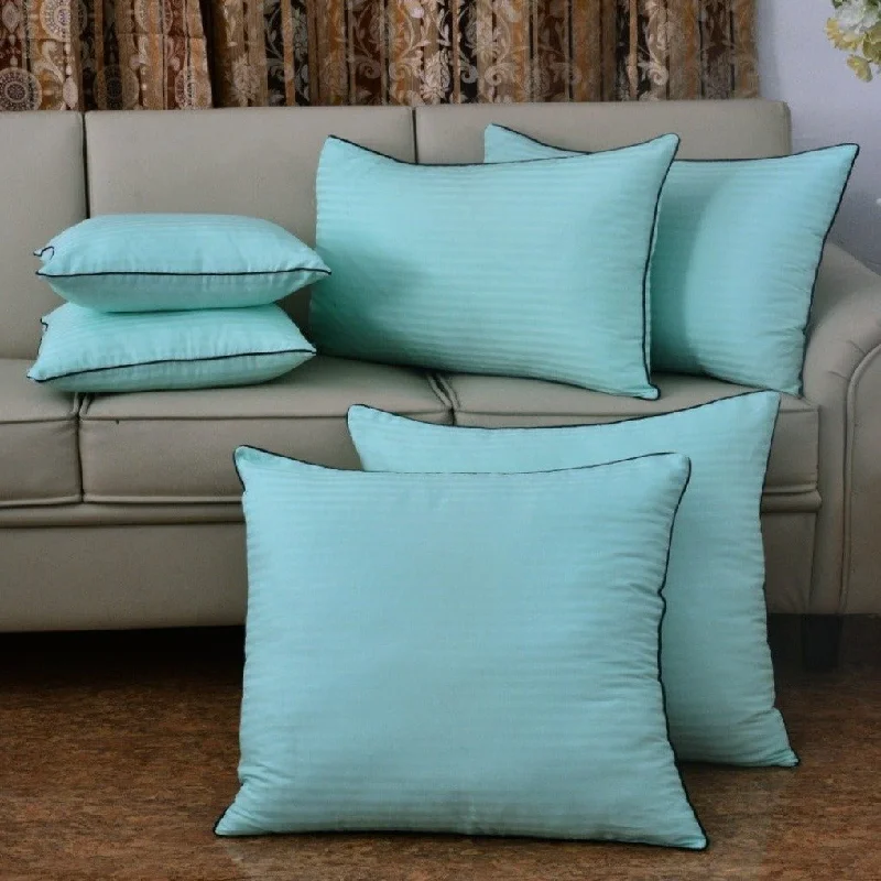 6 PCs Satin Pillows*2  Bed Cushion *2 & Floor Cushion *2 Set-Sea Green