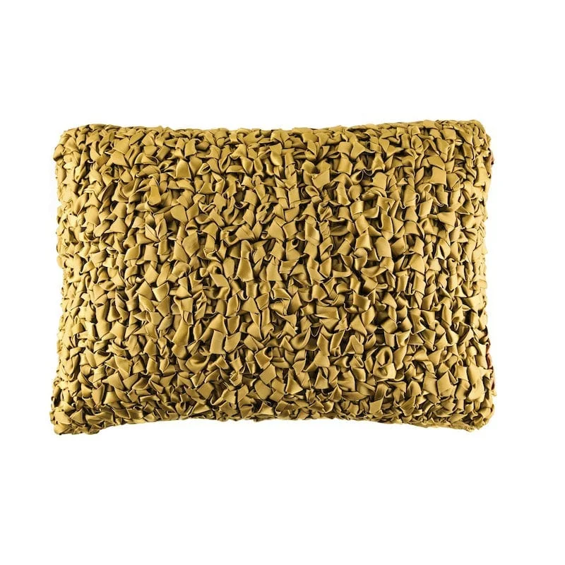 Gold Ribbon Knit Pillows by Ann Gish