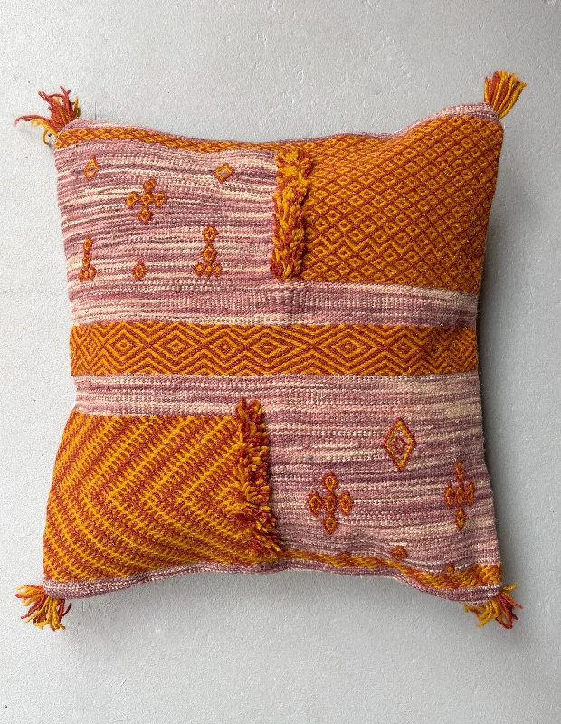 Anzal's Flatweave x Zanafi Pillow - Purple/Orange