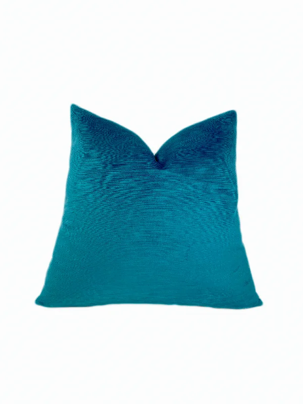 Aqua Blue Velvet Throw Pillow