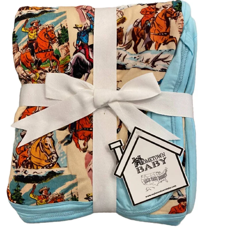 Baby's Double Sided Bamboo Blanket In Lil' Buckaroo