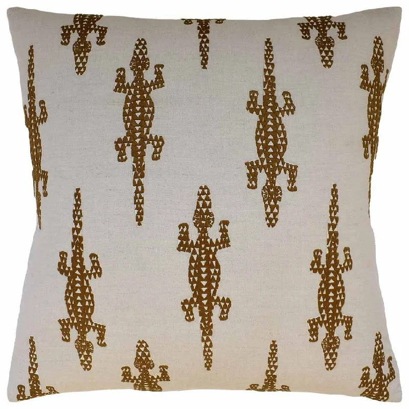 Baracoa Embroidery Brown Decorative Pillow Ryan Studio