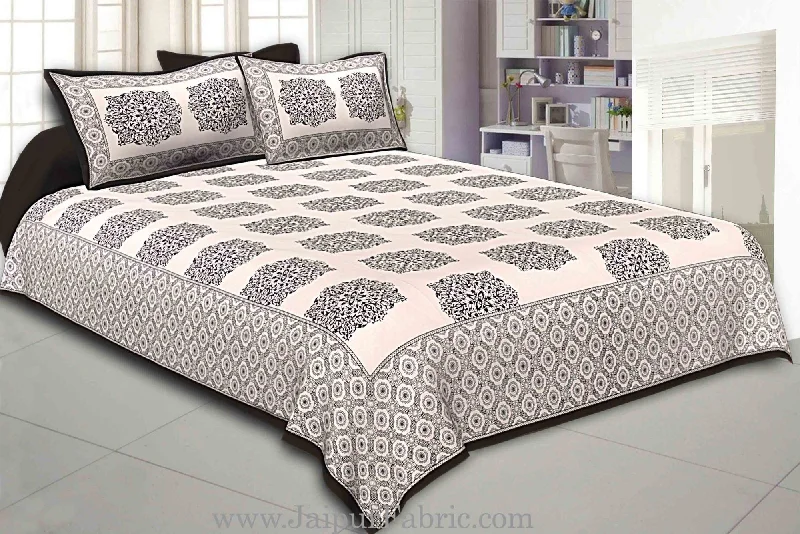 Black Border With big Boota Super fine cotton Double bedsheet