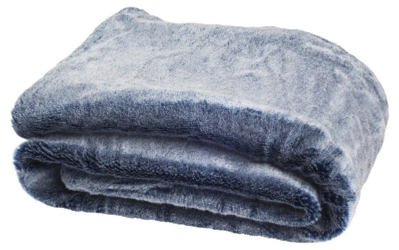 Blue and White Plush Throw Blanket