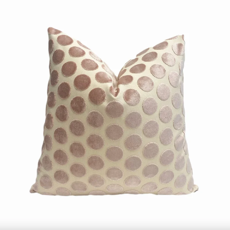 Blush Cream Polka Dot Throw Pillow