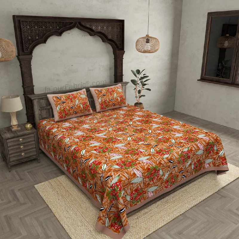 Brown Flowery Double Bedsheet