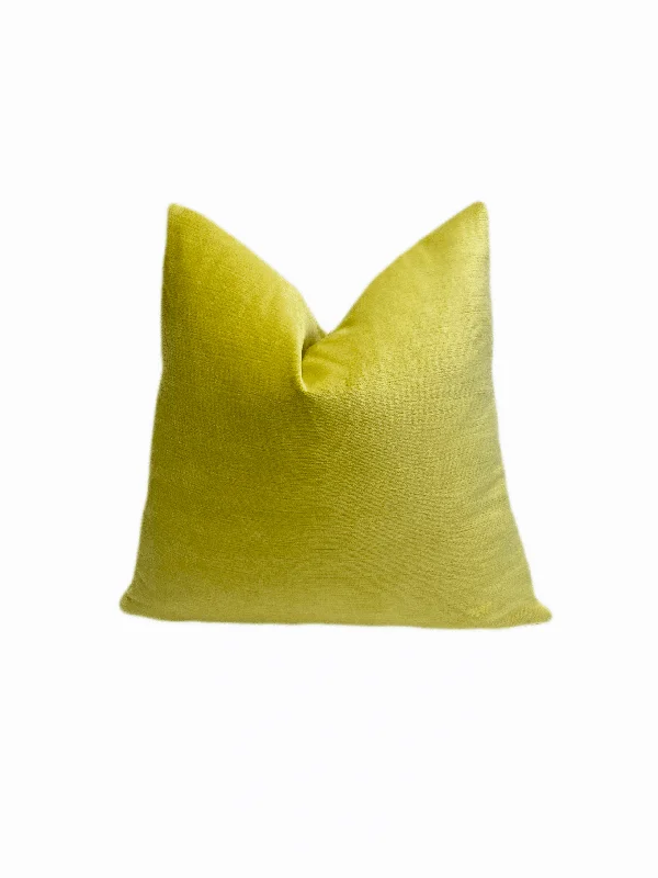 Citron Green Velvet Throw Pillow