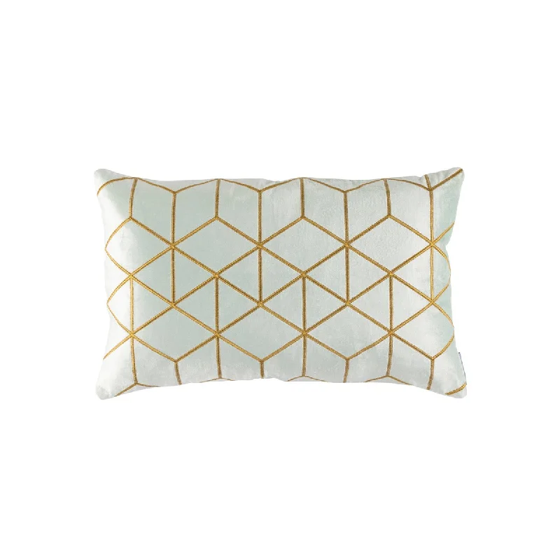 Cube Small Rectangle Pillow Aquamarine / Gold 14x22