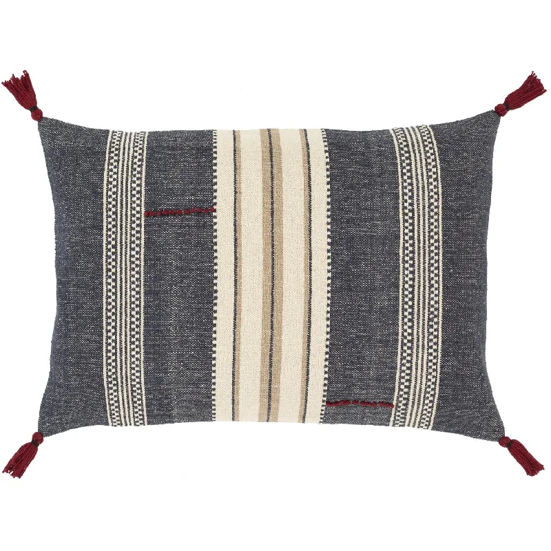 Dashing Hand Woven Pillow in Navy & Ivory