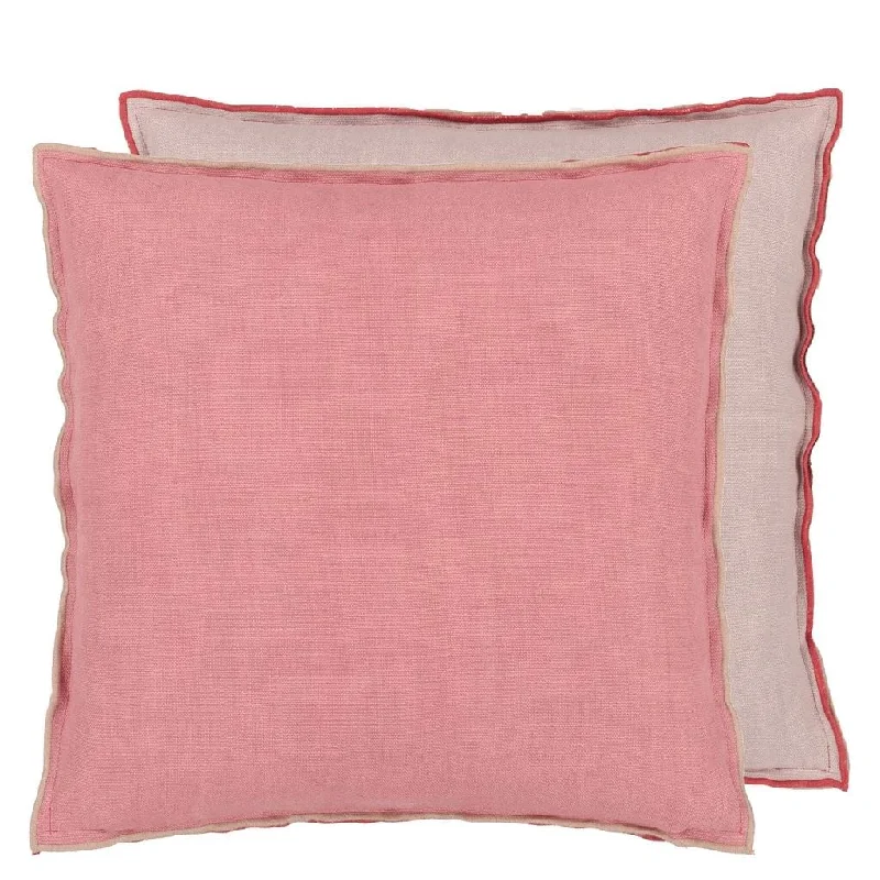 Brera Lino Damask Rose & Travertine Decorative Pillow by Designers Guild