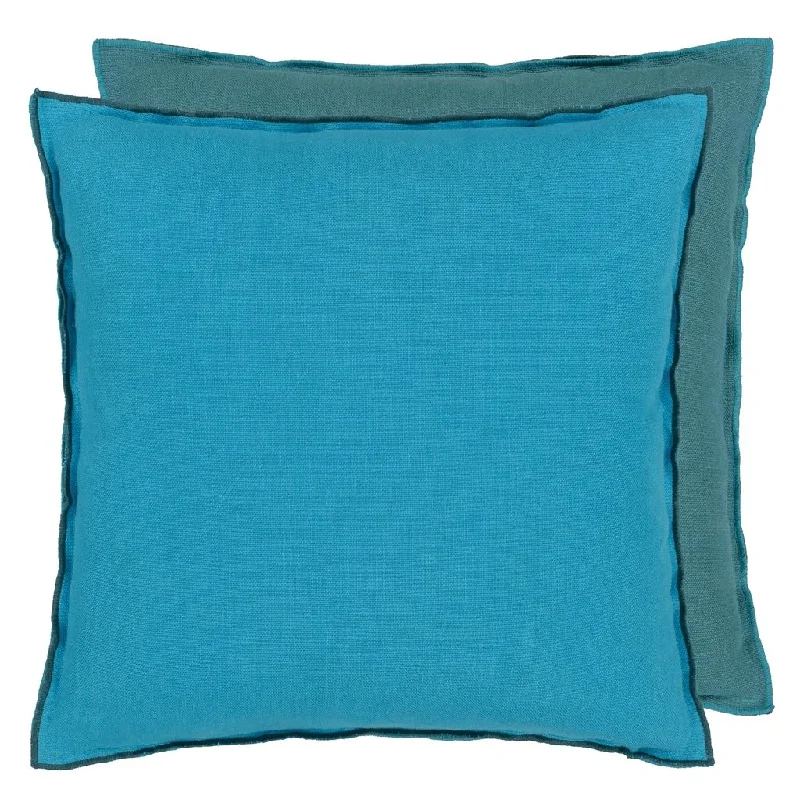 Designers Guild Brera Lino Indian Ocean & Teal Linen Decorative Pillow