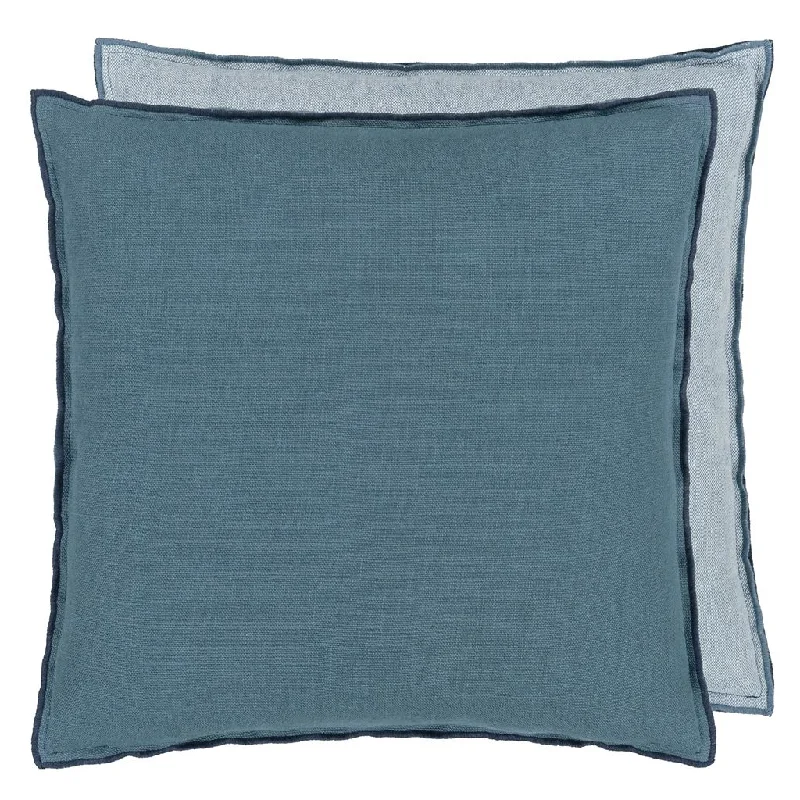 Brera Lino Midnight & Chambray Linen Throw Pillow by Designers Guild