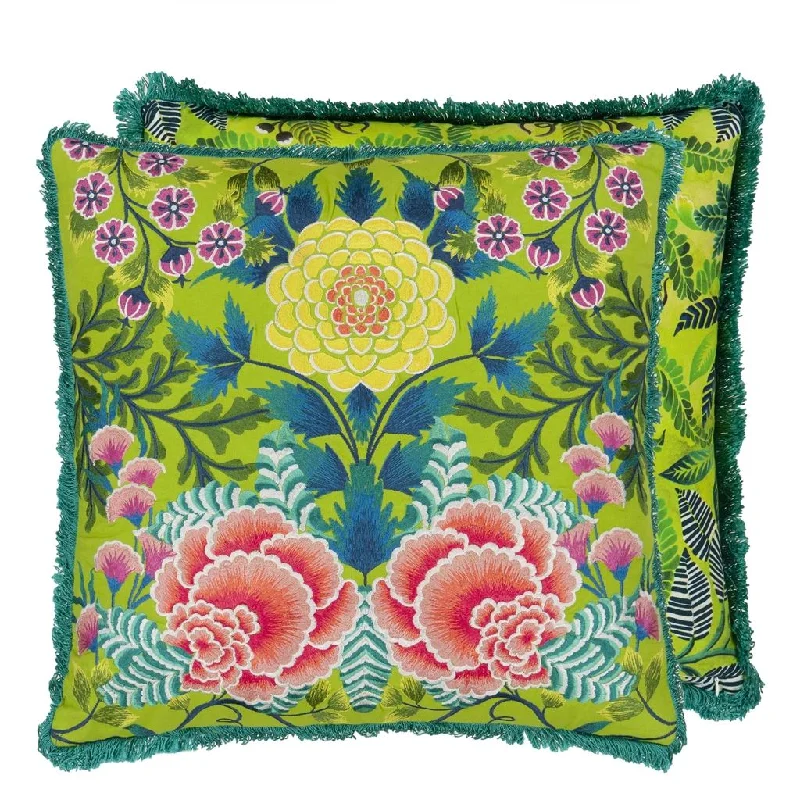 Designers Guild Brocart Decoratif Embroidered Lime Decorative Pillow