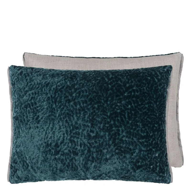 Designers Guild Cartouche Teal Velvet Decorative Pillow