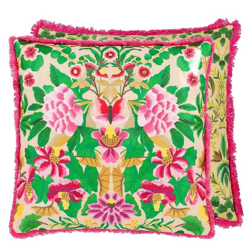 Ikebana Damask Fuchsia Decorative Pillow by Designers Guild