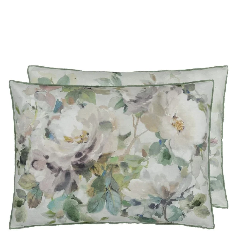 Designers Guild Thelma's Garden Celadon Cotton Decorative Pillow