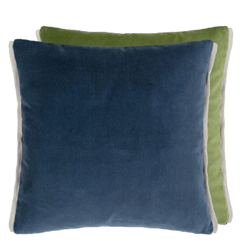 Designers Guild Varese Prussian & Grass Velvet Decorative Pillow