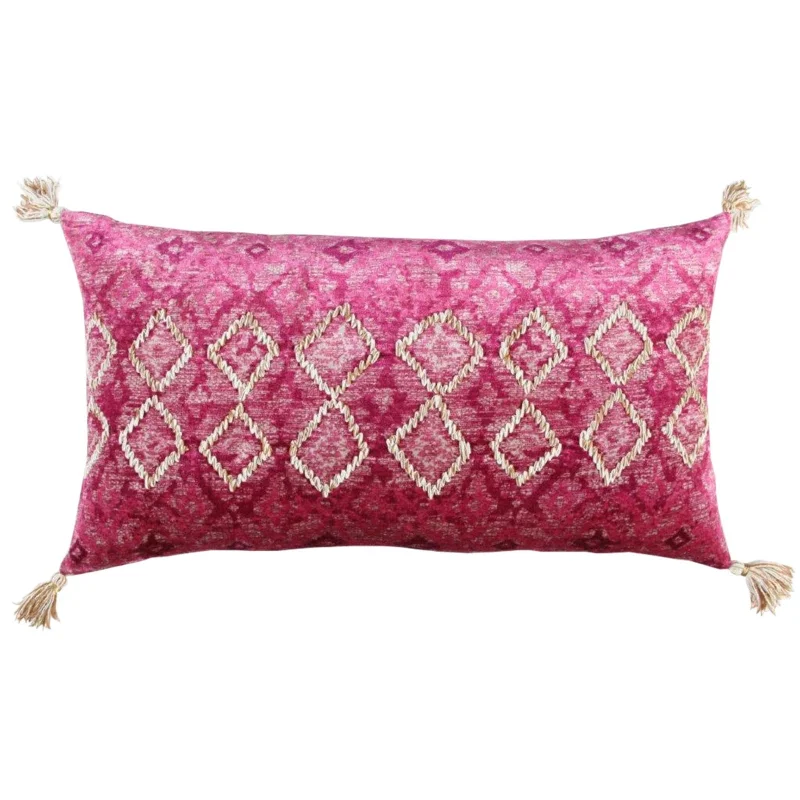 Diamond Printed And Embroidered Cotton Decorative Throw Pillow