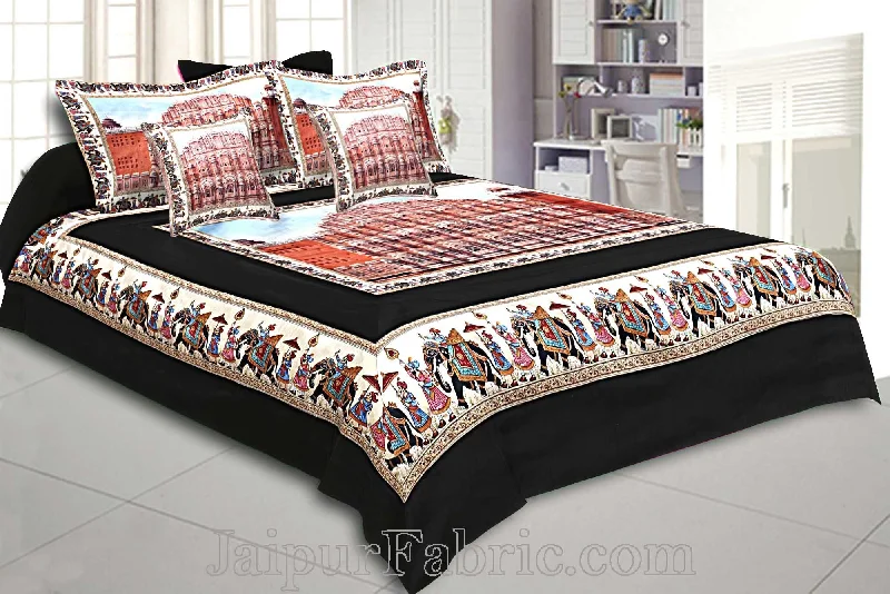 Digital Print Silk Bedsheet Jaipur Hawa Mahal