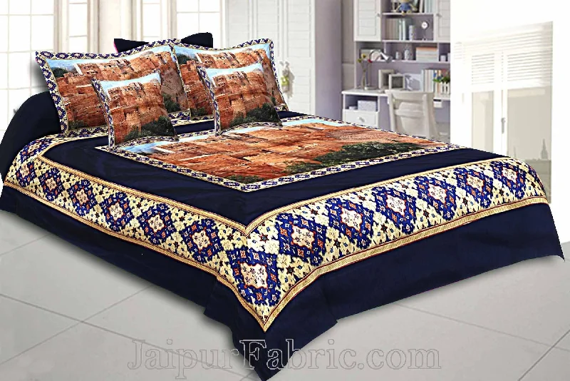 Digital Print Silk Bedsheet Jaiselmer Fort