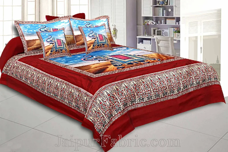 Digital Print Silk Bedsheet Royal Elephant