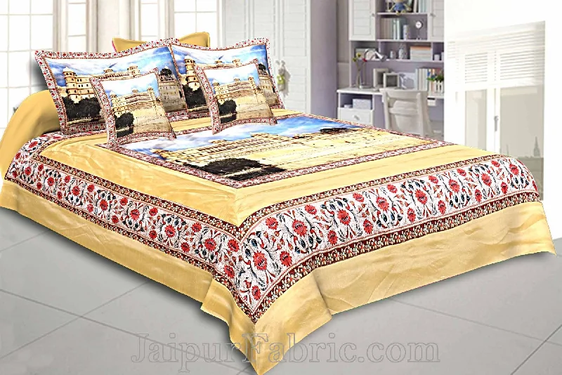 Digital Print Silk Bedsheet Udaipur Fort