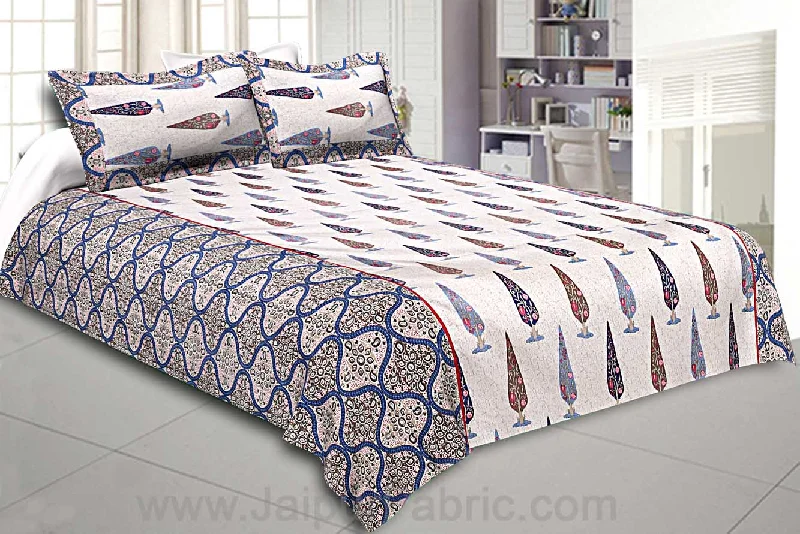 Double Bedsheet Blue Barmeri Pine Tree Print