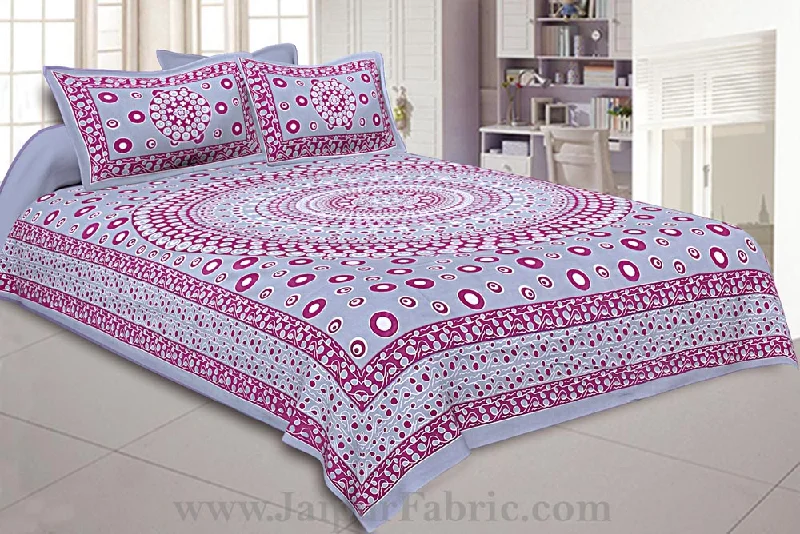 Double Bedsheet Gray Color  Rangoli Pattern Smooth Touch With 2 Pillow Cover