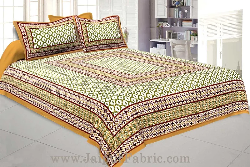 Double Bedsheet Mustard Brown Border Rectangle Print