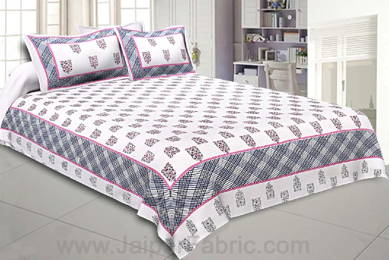 Double bedsheet Pink Hand Block Print