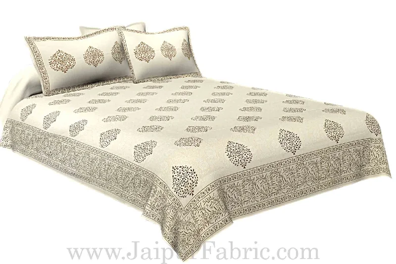 Double bedsheet Small  Brown Tree kadi Print Smooth  Cotton Screen Print