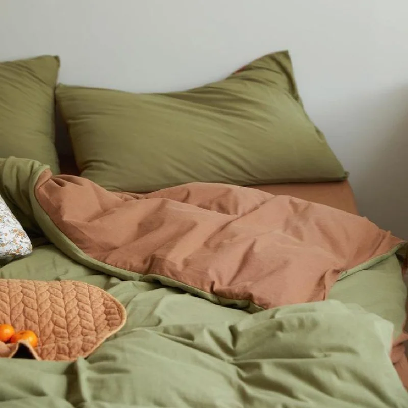 Duo Duvet Cover / Pistachio + Orange