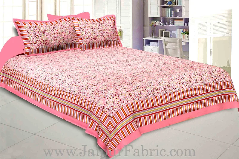 Flamingo Pink Abstract Double Bedsheet