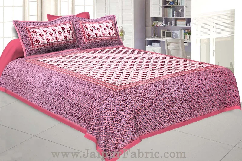 Floral BedSheet Double Bed with Pink Base