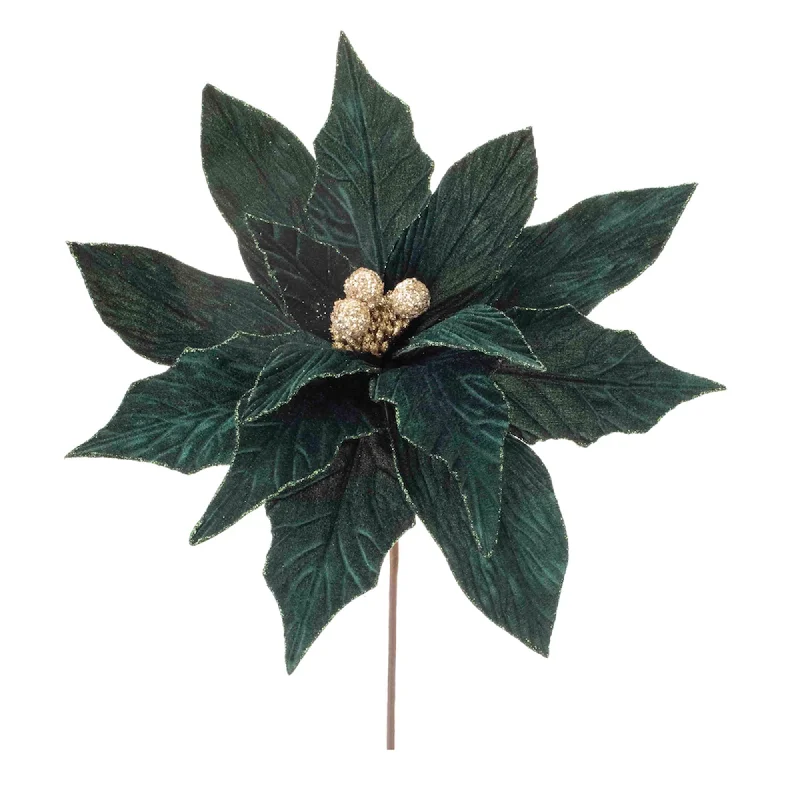 Forest Green Poinsettia Stem, Set of 2