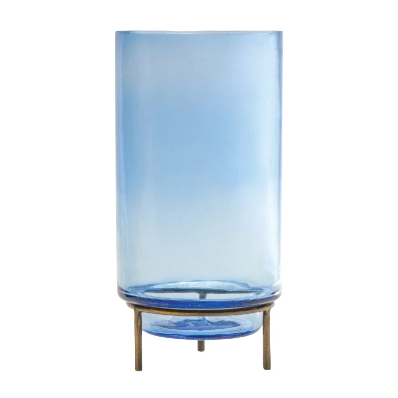 10" Glass Vase with Metal Stand