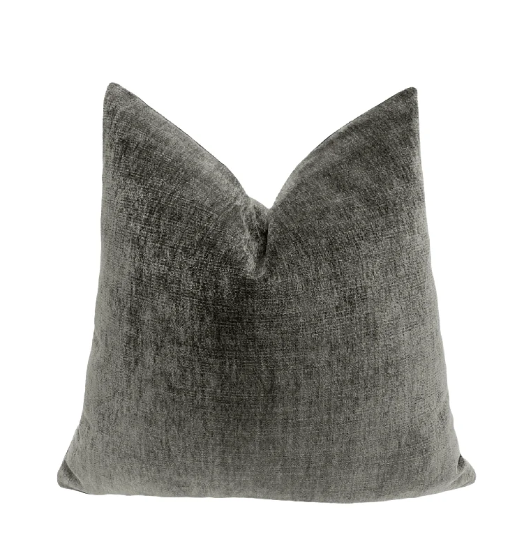 Graphite Gray Velvet Throw Pillow