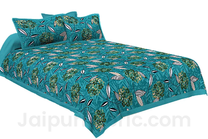 Green Flowery Double Bedsheet