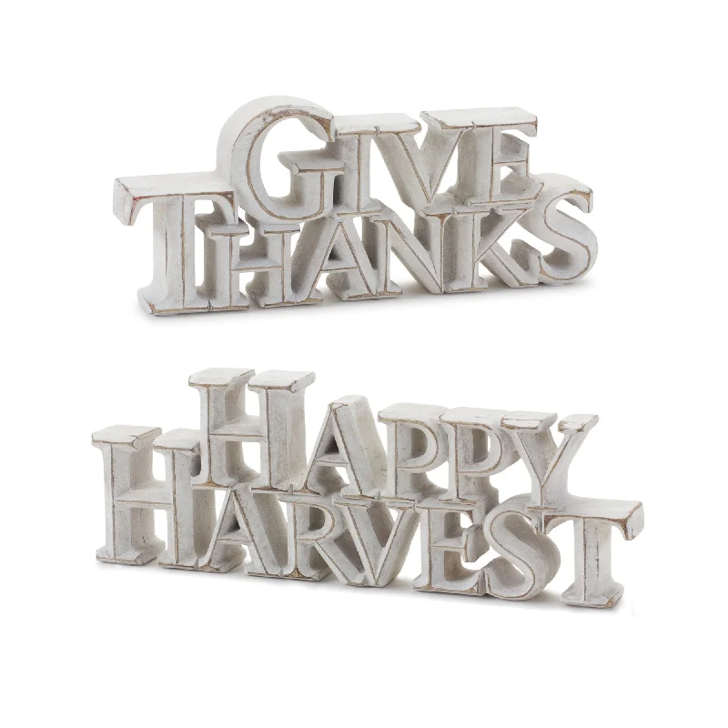 Happy Harvest and Give Thanks Tabletop Sign, Set of 2