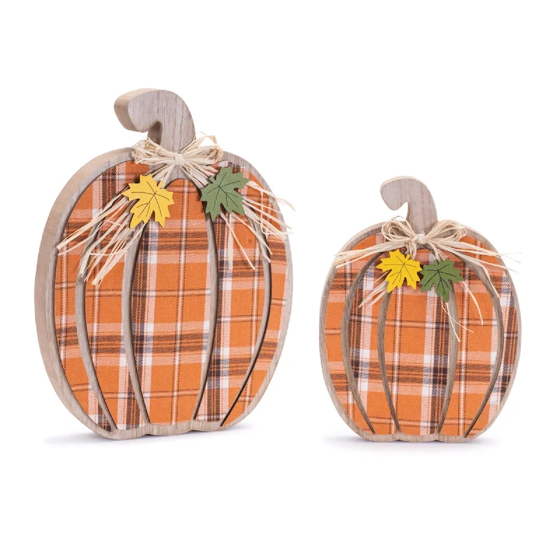 Harvest Plaid Pumpkin Decor (Set of 2)