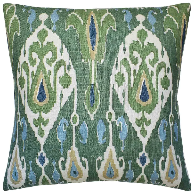 Ikat Bokhara Emerald Decorative Pillow Ryan Studio