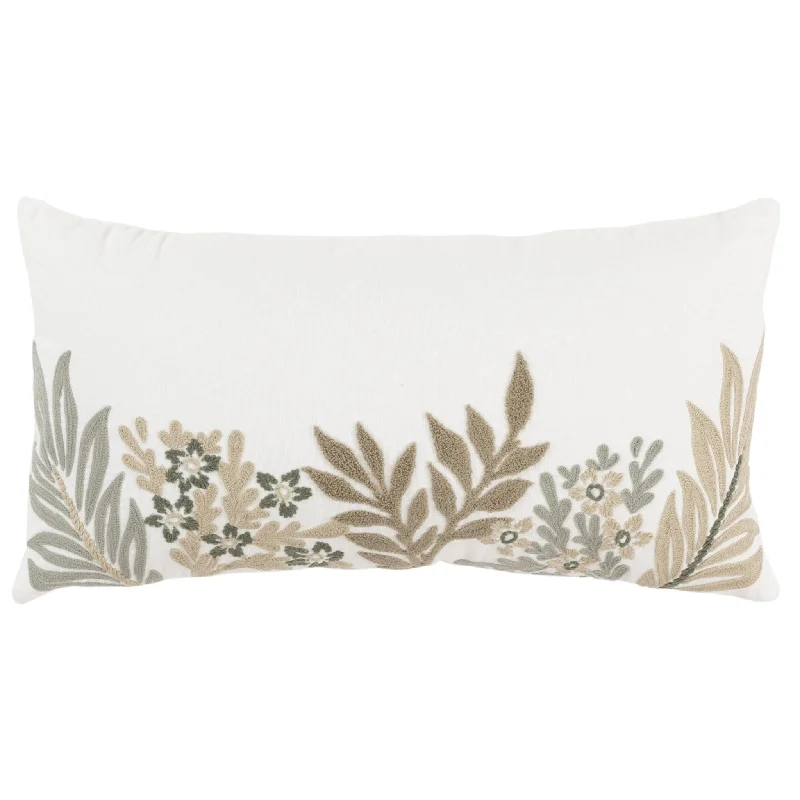 Knife Edged Cotton Botanical Decorative Throw Pillow