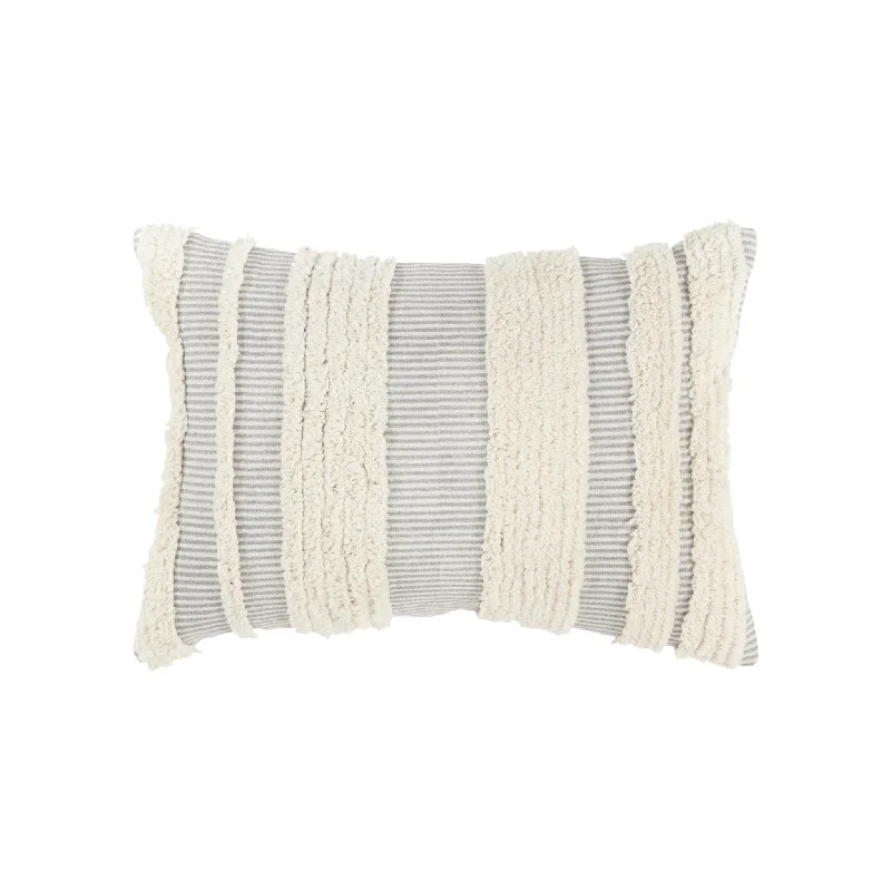 Knife Edged Cotton Stripe Decorative Throw Pillow