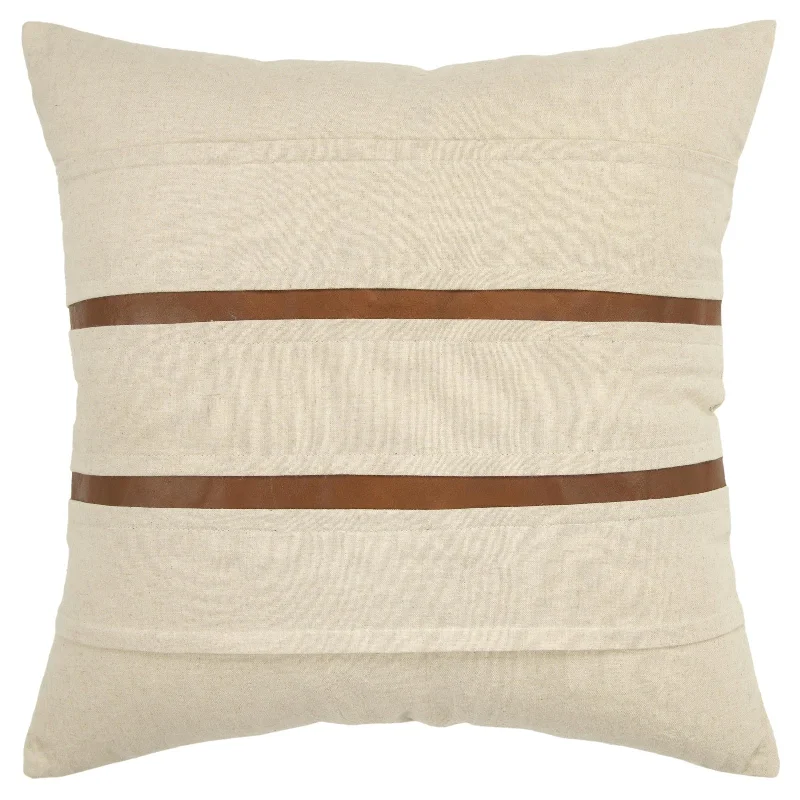 Knife Edged And Paneled Fabric Stripe Decorative Throw Pillow