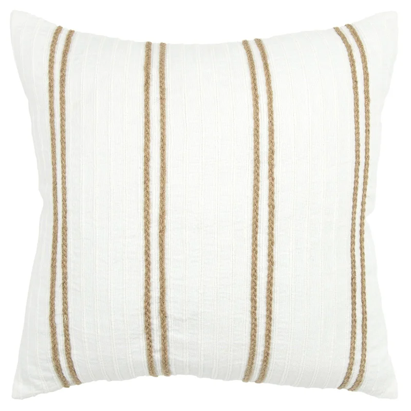 Knife Edged Woven Cotton Stripe Decorative Throw Pillow