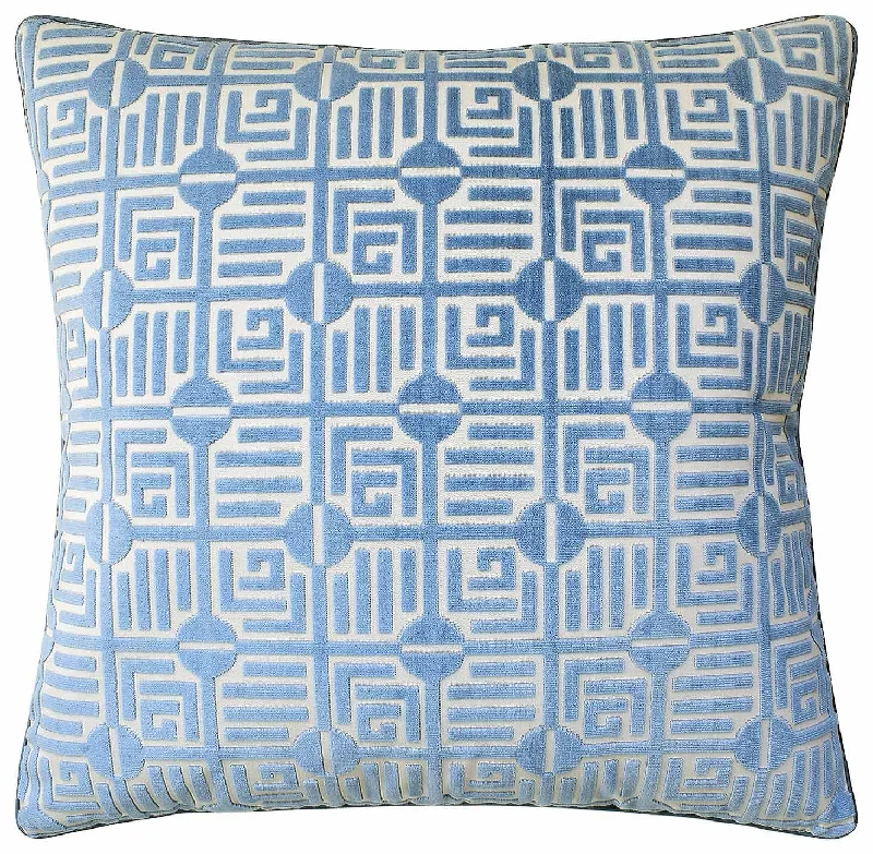 Labyrinth Velvet Blue Decorative Pillow Ryan Studio