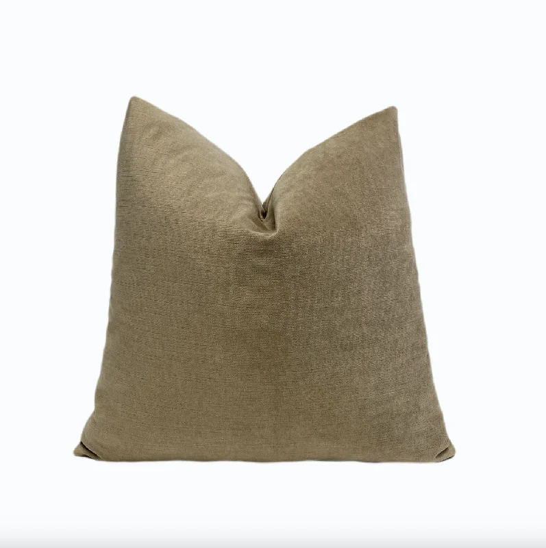 Latte Beige Velvet Throw Pillow